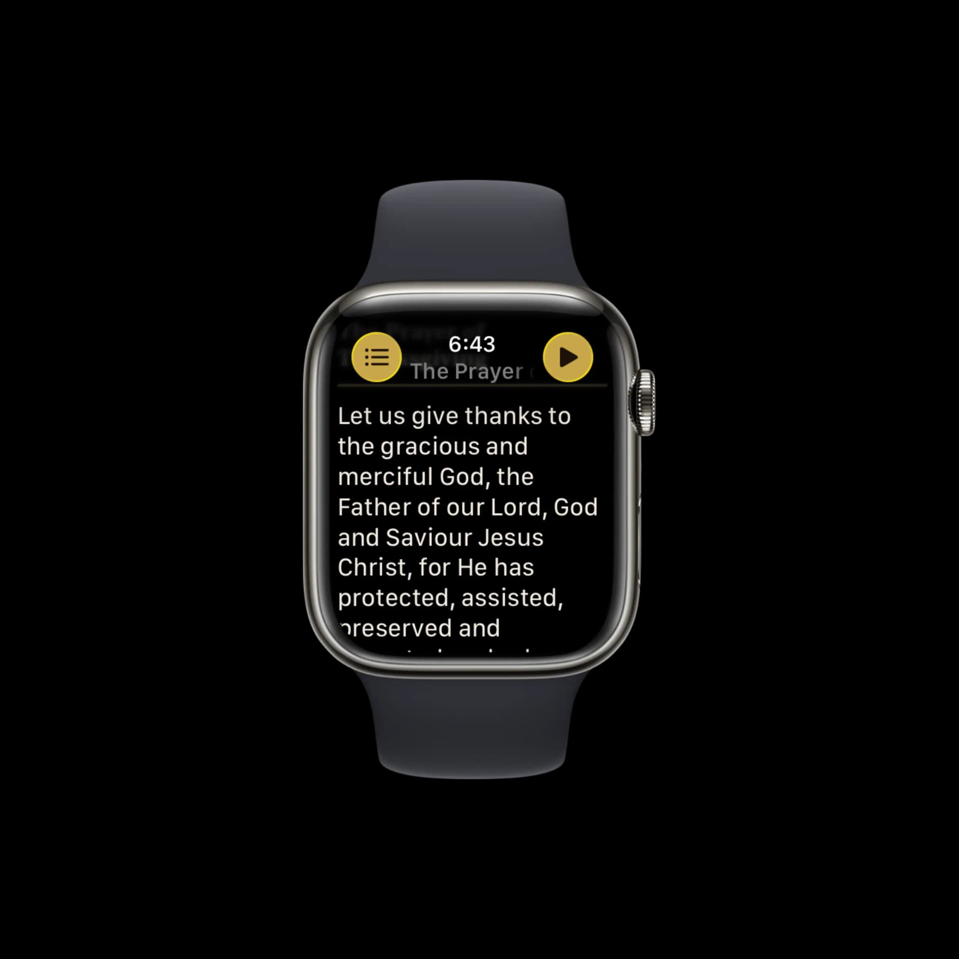 Prayer text with auto-scroll